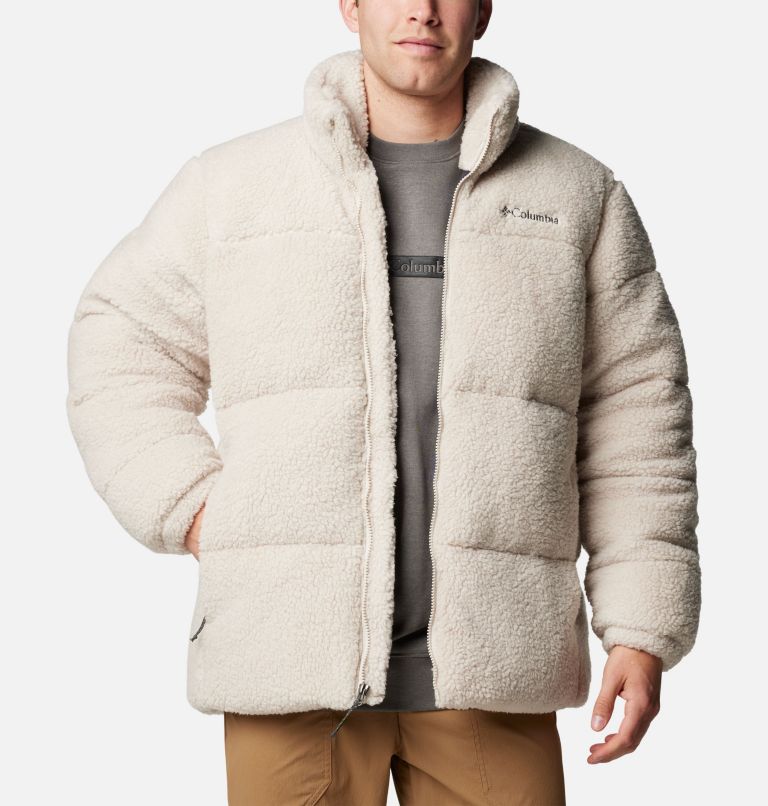 Sherpa lined puffer jacket on sale