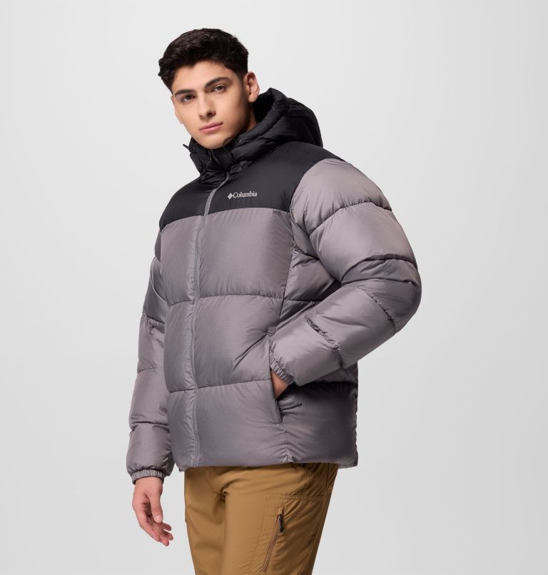 Men's Puffect II Hooded Puffer Jacket, Color: City Grey, Black, image 4