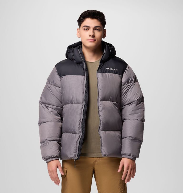 Men's Puffect II Hooded Puffer Jacket, Color: City Grey, Black, image 5
