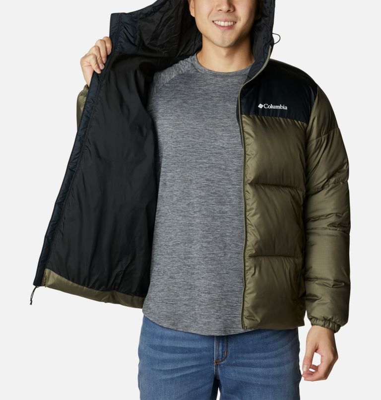 Men's Puffect II Hooded Puffer Jacket, Color: Stone Green, Black, image 5