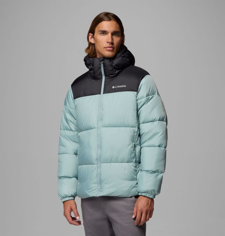Men's Puffect II Hooded Puffer Jacket, Color: Crushed Blue, Shark, image 4