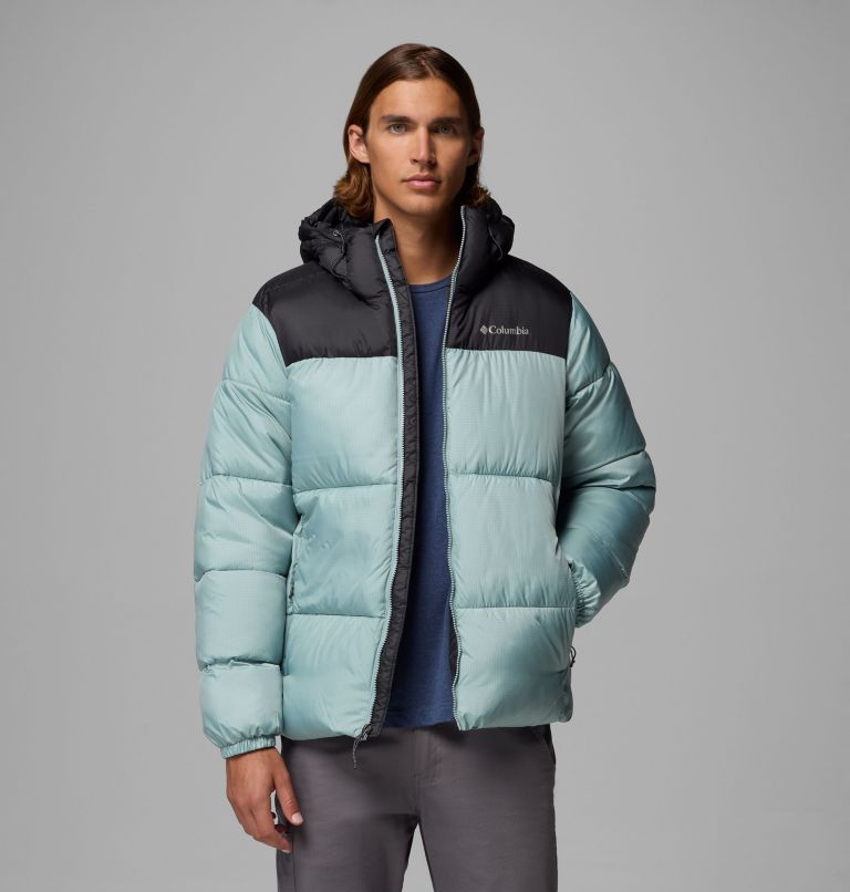 Men's Puffect II Hooded Puffer Jacket, Color: Crushed Blue, Shark, image 1