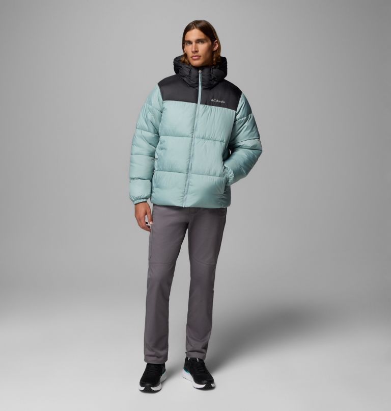 Men's Puffect II Hooded Puffer Jacket, Color: Crushed Blue, Shark, image 2
