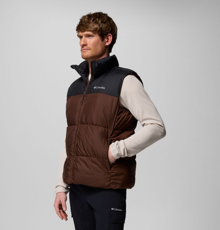 Men's Puffect III Puffer Vest, Color: Tobacco, Black, image 4