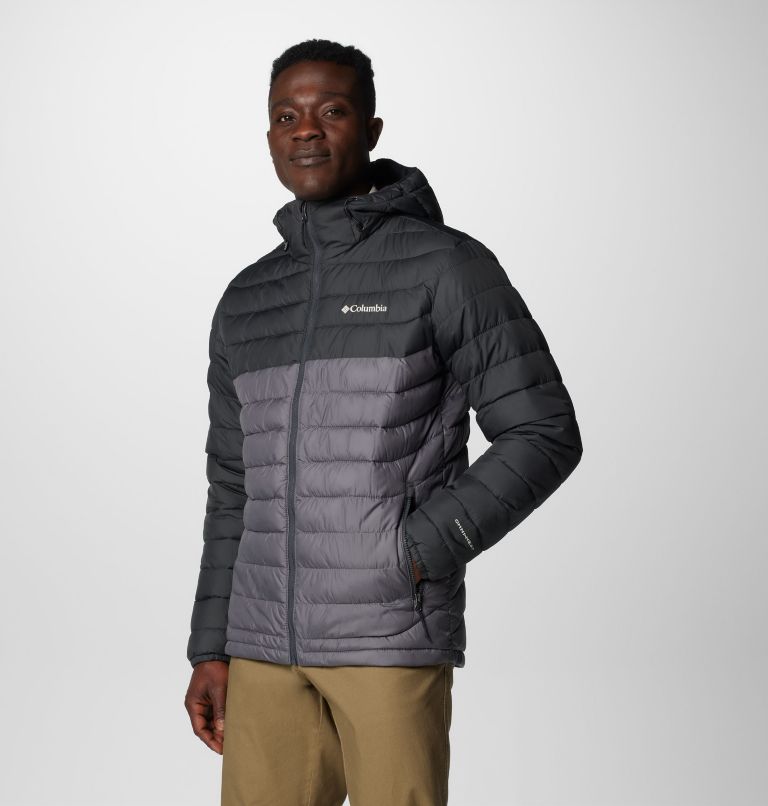 Men's Powder Lite II Hooded Jacket, Color: City Grey, Shark, image 4