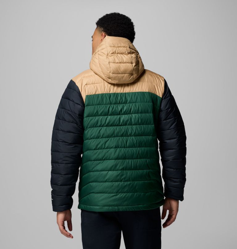 Men's Powder Lite II Hooded Jacket, Color: Rain Forest, Canoe, Black, image 3