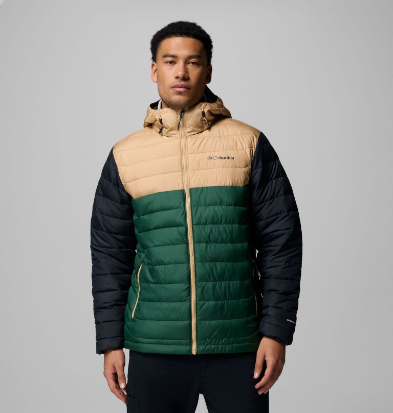 Men's Powder Lite II Hooded Jacket, Color: Rain Forest, Canoe, Black, image 1