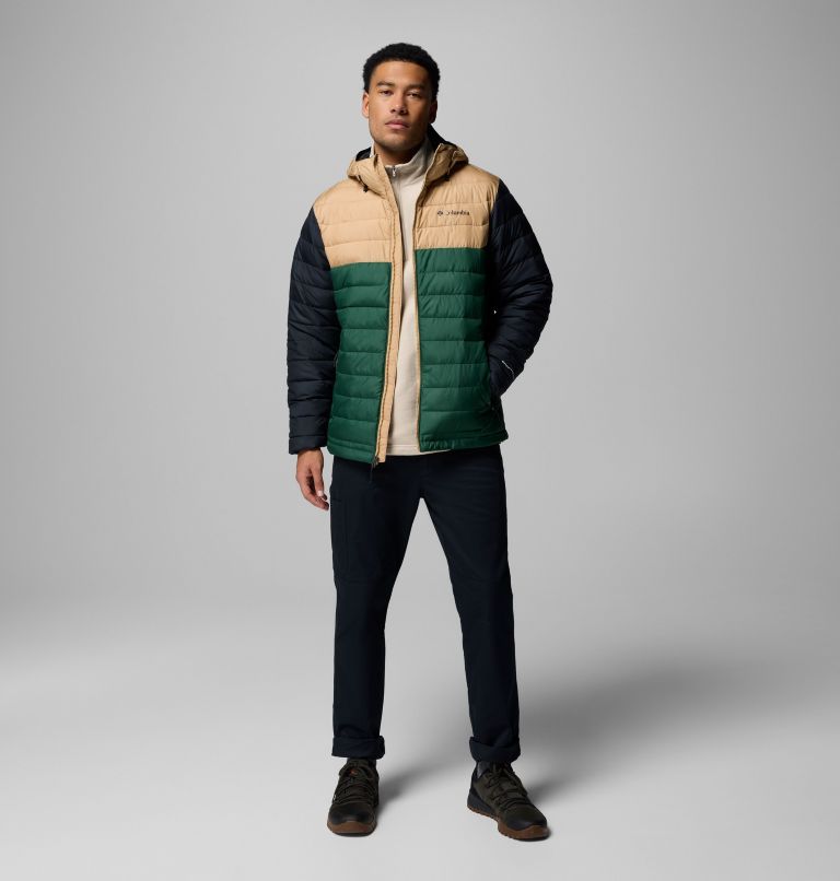 Men's Powder Lite II Hooded Jacket, Color: Rain Forest, Canoe, Black, image 2