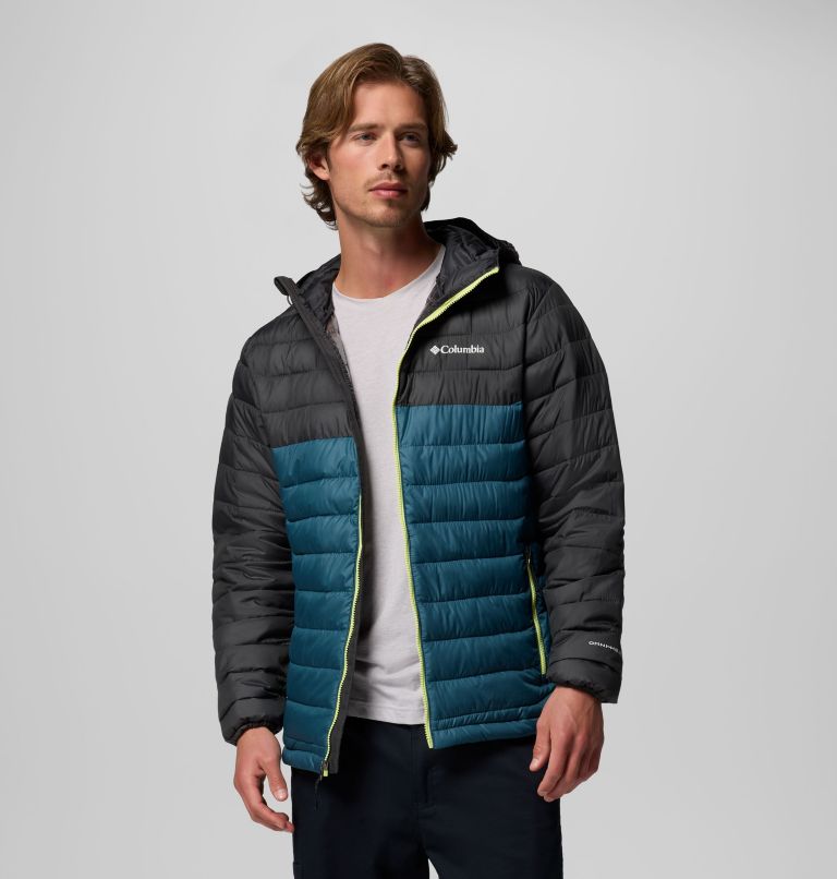 Men's Powder Lite II Hooded Jacket, Color: Everblue, Shark, image 5