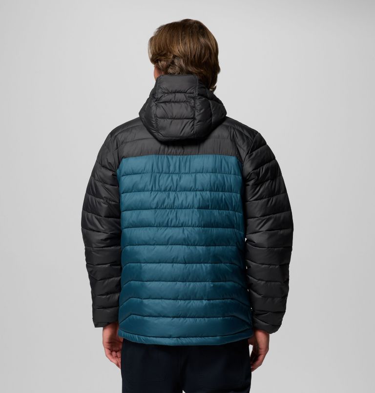 Men's Powder Lite II Hooded Jacket, Color: Everblue, Shark, image 3
