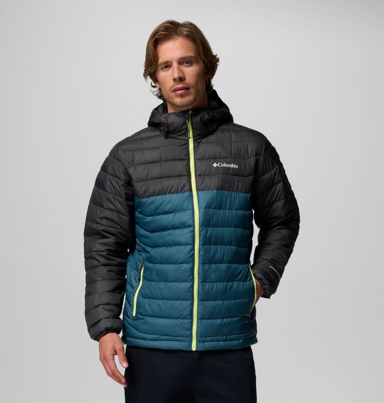 Men's Powder Lite II Hooded Jacket, Color: Everblue, Shark, image 1