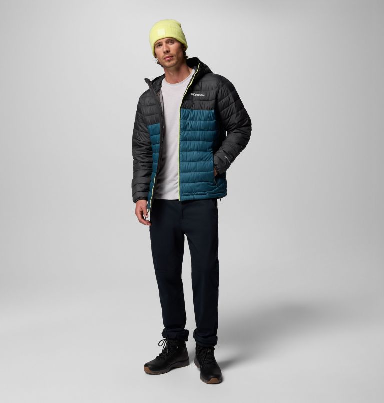 Men's Powder Lite II Hooded Jacket, Color: Everblue, Shark, image 2
