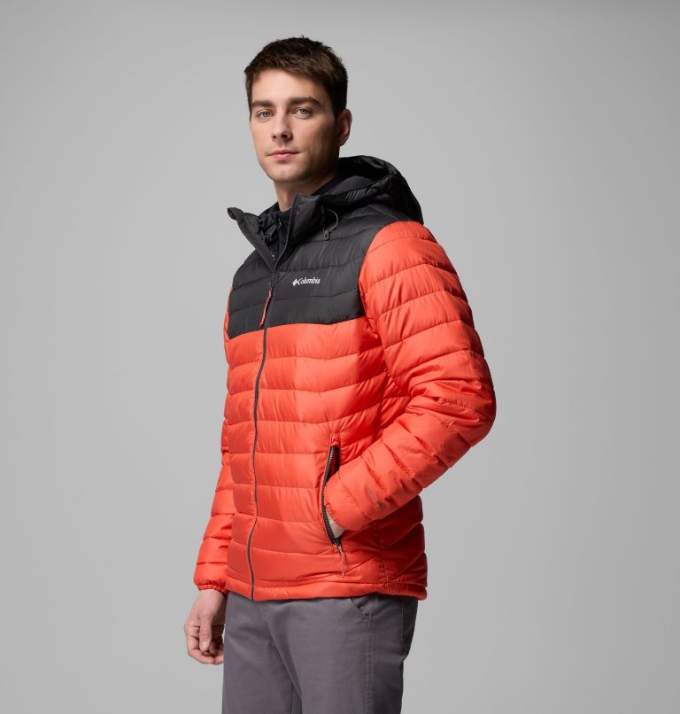 Men's Powder Lite II Hooded Jacket, Color: Zing, Shark, image 4