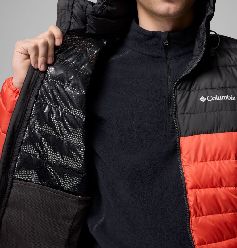 Men's Powder Lite II Hooded Jacket, Color: Zing, Shark, image 6