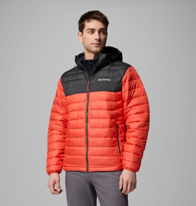 Men's Powder Lite II Hooded Jacket, Color: Zing, Shark, image 1