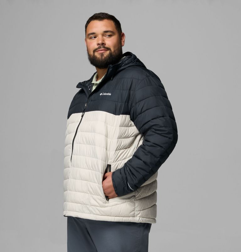 Men's Powder Lite II Hooded Insulated Jacket - Extended Size, Color: Dark Stone, Black, image 4