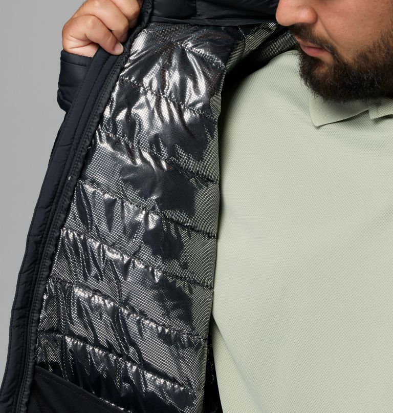 Men's Powder Lite II Hooded Insulated Jacket - Extended Size, Color: Dark Stone, Black, image 6