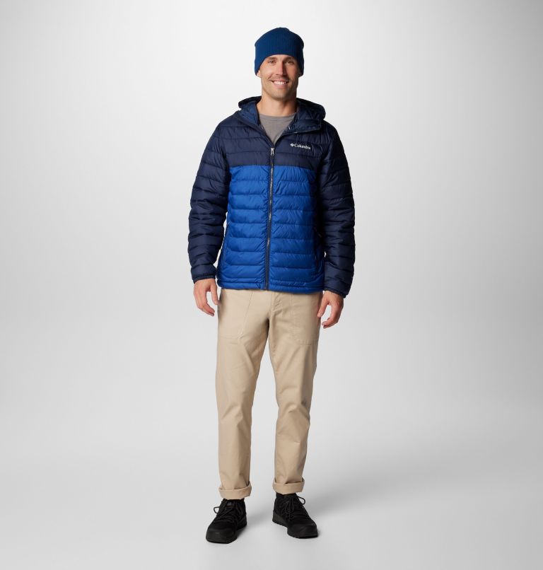 Men's Powder Lite II Hooded Jacket - Tall, Color: Mountain Blue, Collegiate Navy, image 3
