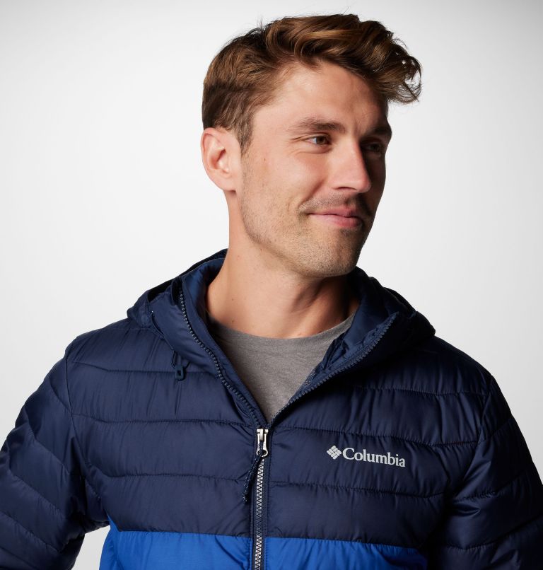 Men's Powder Lite II Hooded Jacket - Tall, Color: Mountain Blue, Collegiate Navy, image 5