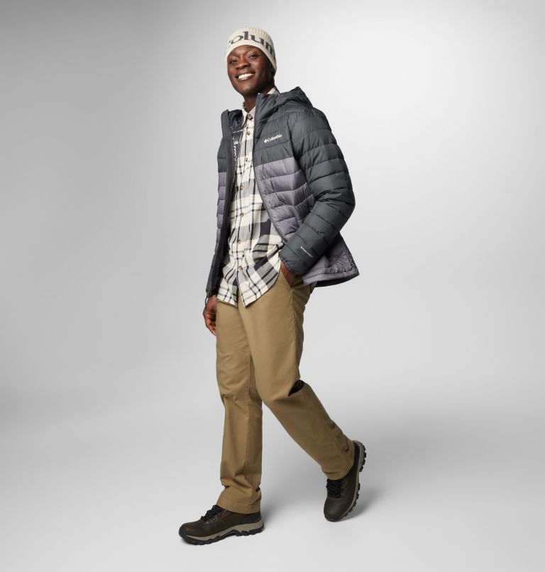 Men’s Powder Lite II Hooded Insulated Jacket, Color: City Grey, Shark, image 3