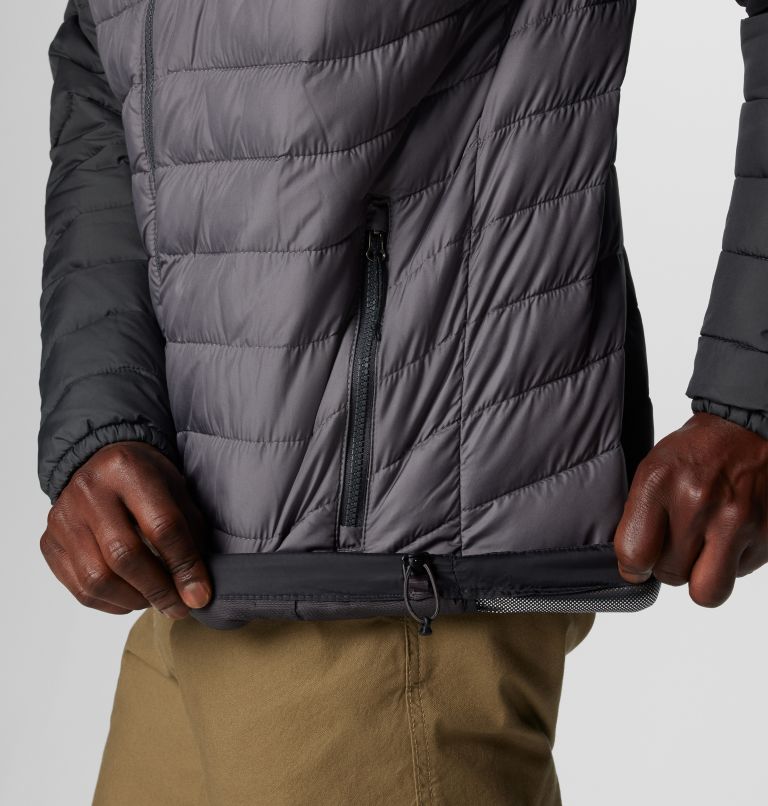 Men’s Powder Lite II Hooded Insulated Jacket, Color: City Grey, Shark, image 6