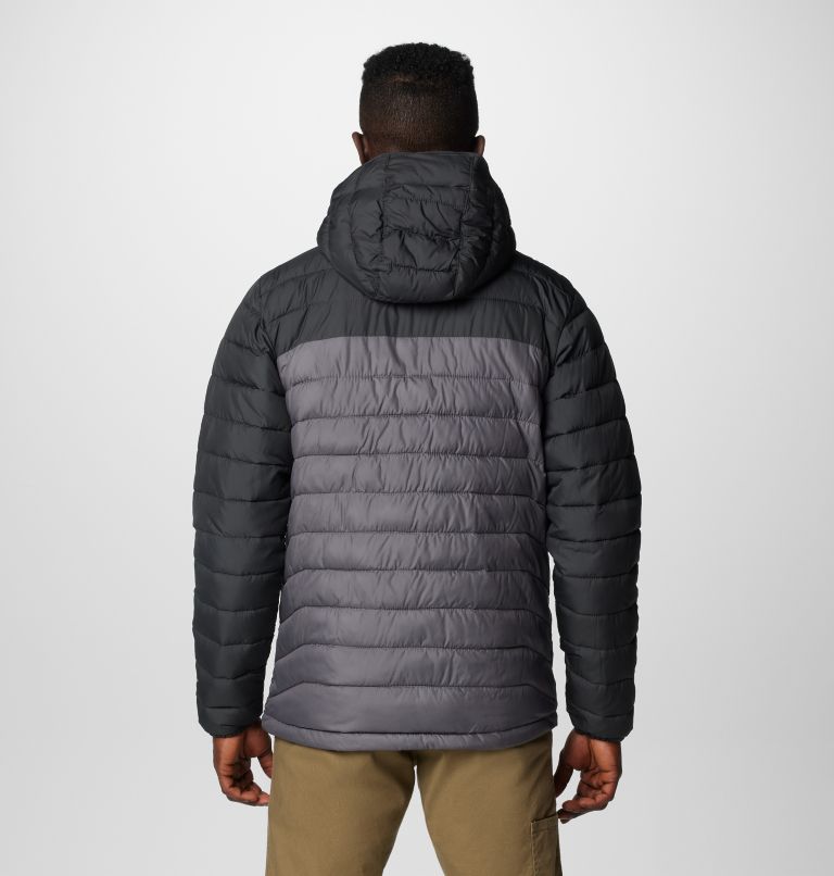 Men’s Powder Lite II Hooded Insulated Jacket, Color: City Grey, Shark, image 2
