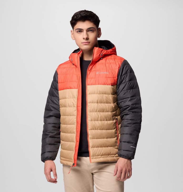 Chaqueta aislante con capucha Powder Lite II para hombre, Color: Canoe, Zing, Shark, image 5