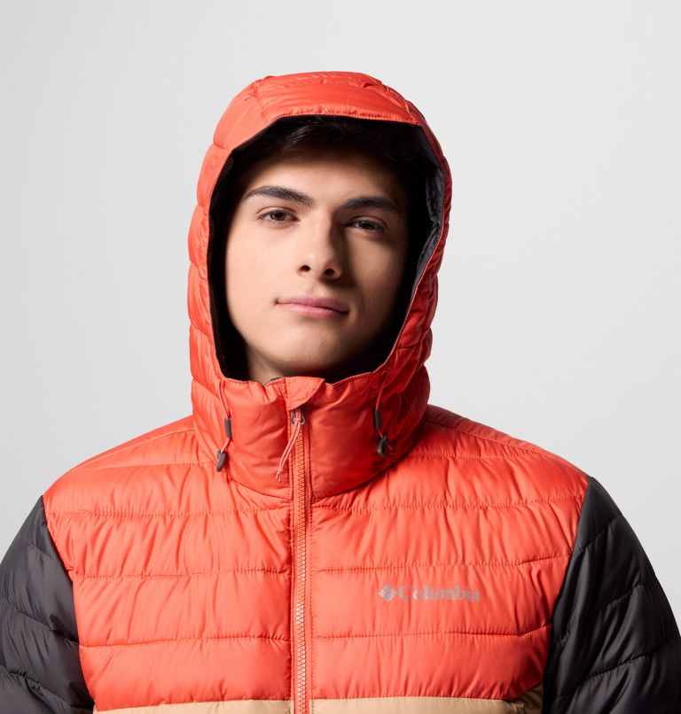 Chaqueta aislante con capucha Powder Lite II para hombre, Color: Canoe, Zing, Shark, image 7