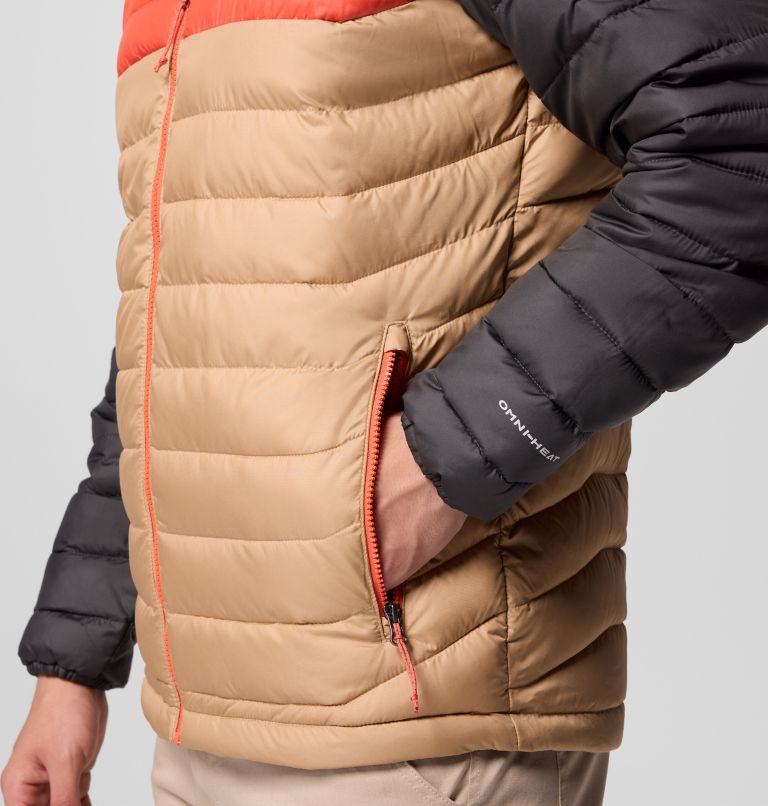 Chaqueta aislante con capucha Powder Lite II para hombre, Color: Canoe, Zing, Shark, image 8