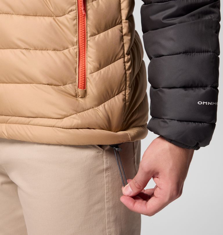 Chaqueta aislante con capucha Powder Lite II para hombre, Color: Canoe, Zing, Shark, image 9