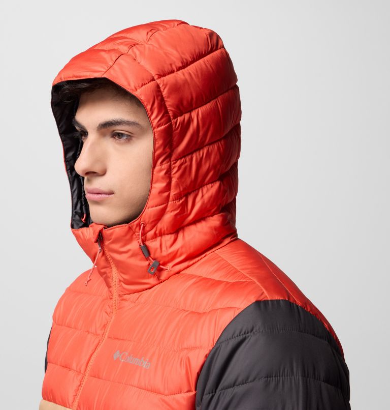Chaqueta aislante con capucha Powder Lite II para hombre, Color: Canoe, Zing, Shark, image 10