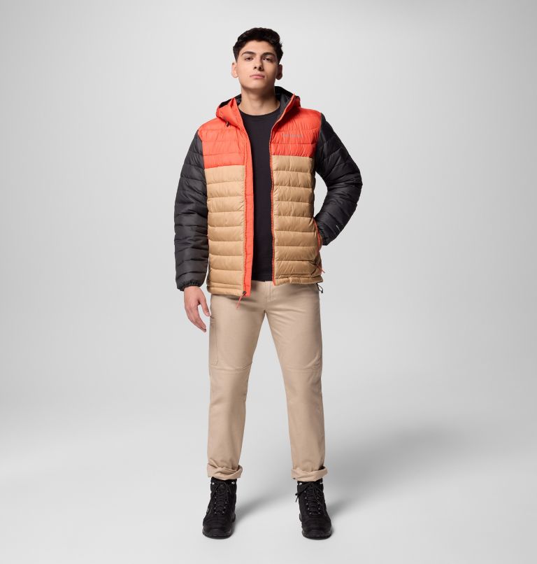 Chaqueta aislante con capucha Powder Lite II para hombre, Color: Canoe, Zing, Shark, image 2