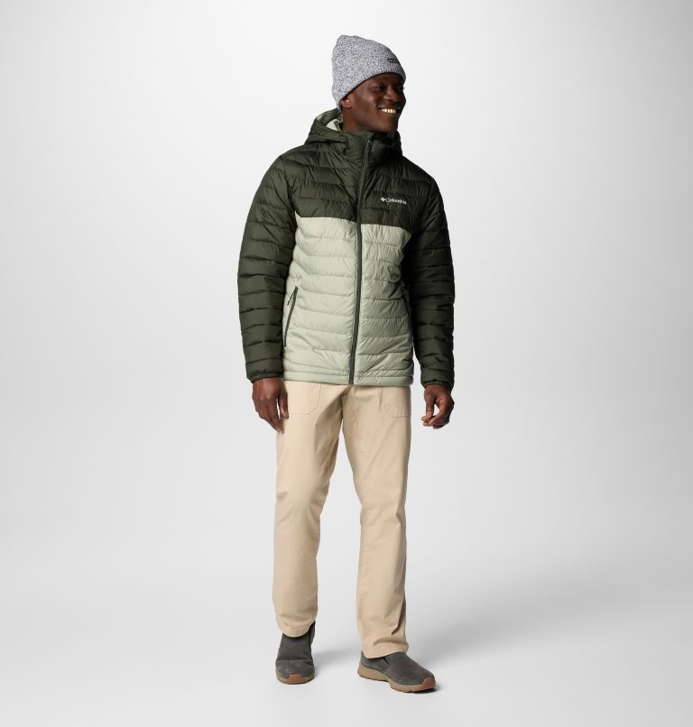 Men’s Powder Lite II Hooded Insulated Jacket, Color: Safari, Greenscape, image 3