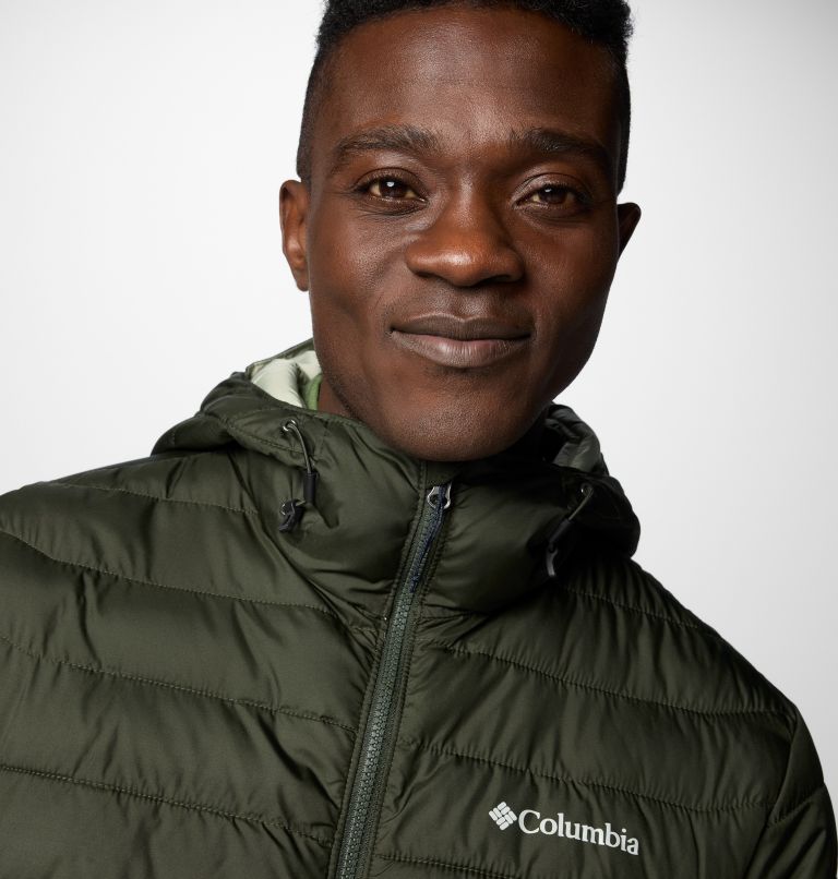 Men’s Powder Lite II Hooded Insulated Jacket, Color: Safari, Greenscape, image 5