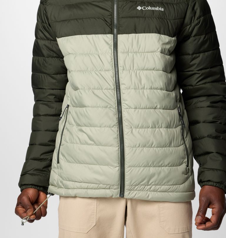 Men’s Powder Lite II Hooded Insulated Jacket, Color: Safari, Greenscape, image 7