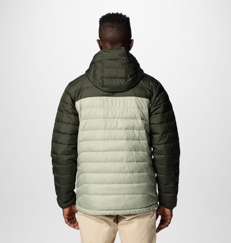 Men’s Powder Lite II Hooded Insulated Jacket, Color: Safari, Greenscape, image 2