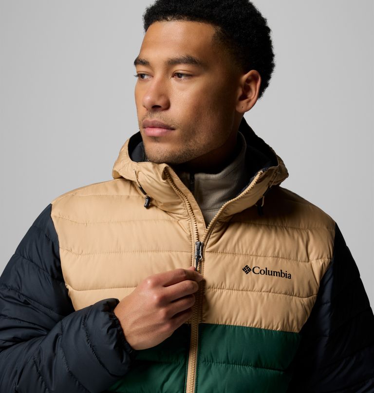 Chaqueta aislante con capucha Powder Lite II para hombre, Color: Rain Forest, Canoe, Black, image 7