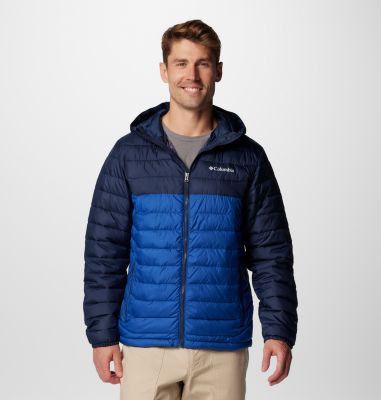 Men’s Powder Lite II Hooded Insulated Jacket, Color: Mountain Blue, Collegiate Navy, image 17
