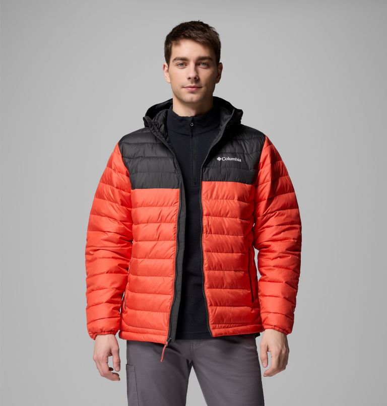 Chaqueta aislante con capucha Powder Lite II para hombre, Color: Zing, Shark, image 9