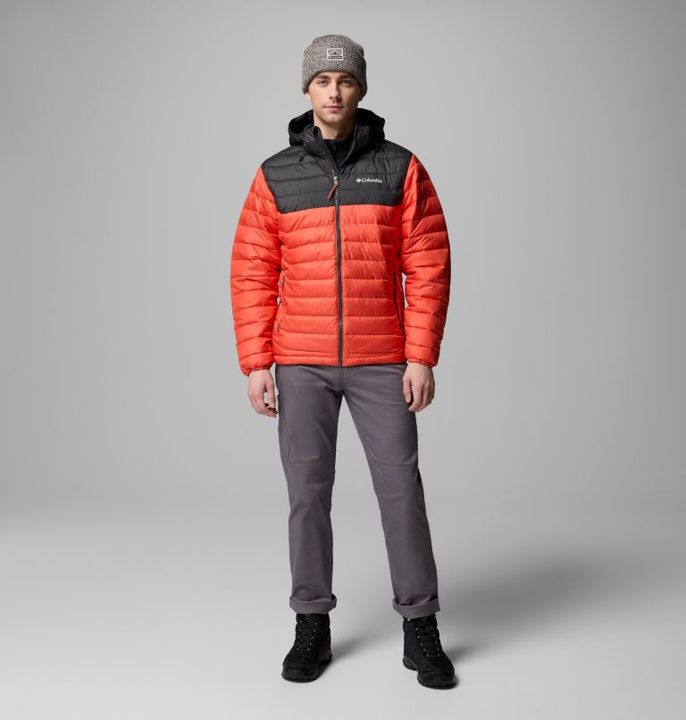 Chaqueta aislante con capucha Powder Lite II para hombre, Color: Zing, Shark, image 2