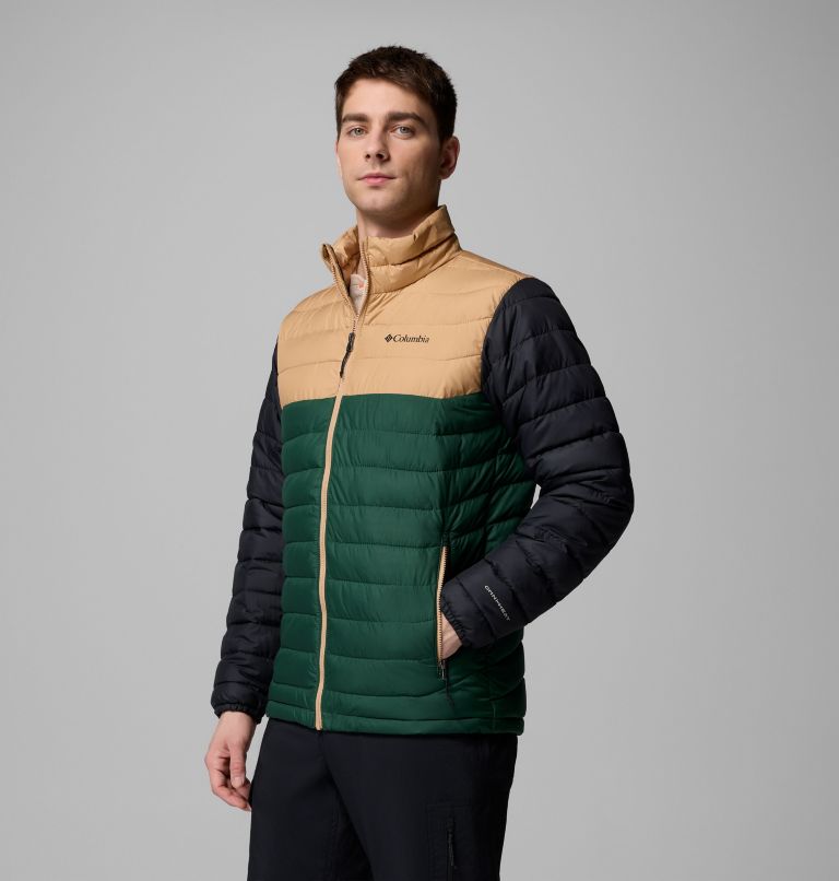Men's Powder Lite II Jacket, Color: Rain Forest, Canoe, Black, image 4