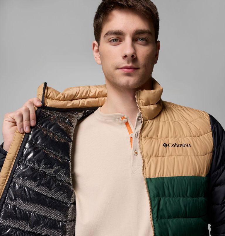 Men's Powder Lite II Jacket, Color: Rain Forest, Canoe, Black, image 6