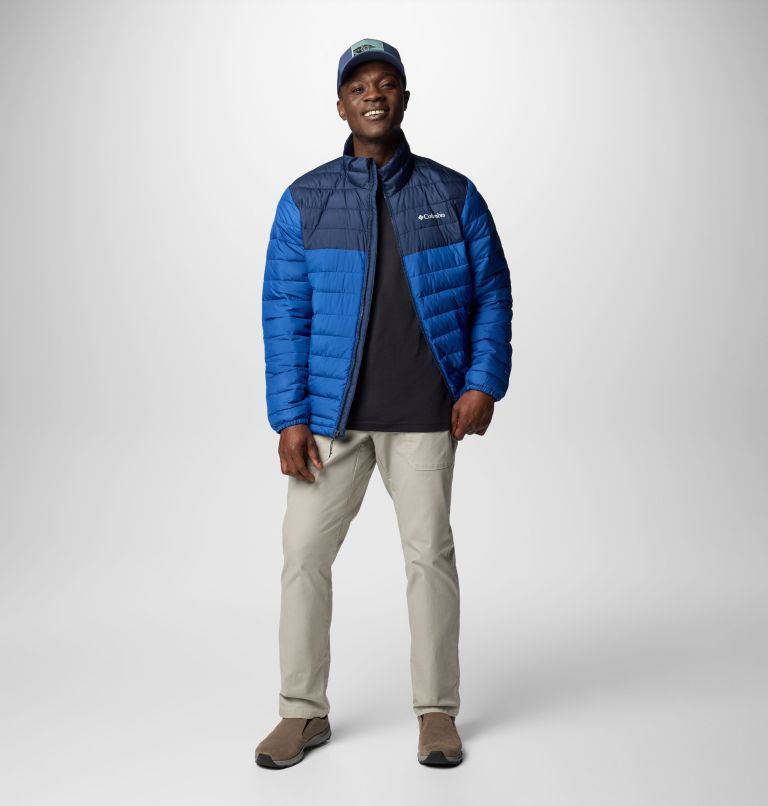 Men's Powder Lite II Jacket, Color: Mountain Blue, Collegiate Navy, image 3