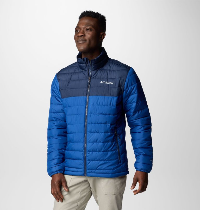 Men's Powder Lite II Jacket, Color: Mountain Blue, Collegiate Navy, image 4