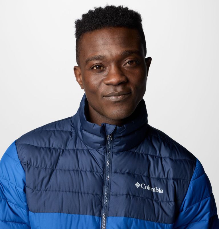 Men's Powder Lite II Jacket, Color: Mountain Blue, Collegiate Navy, image 5