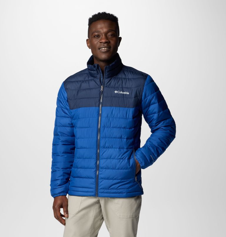 Men's Powder Lite II Jacket, Color: Mountain Blue, Collegiate Navy, image 1