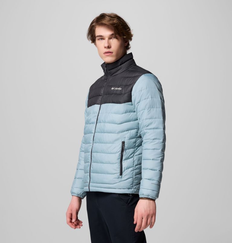 Men's Powder Lite II Jacket, Color: Crushed Blue, Shark, image 4