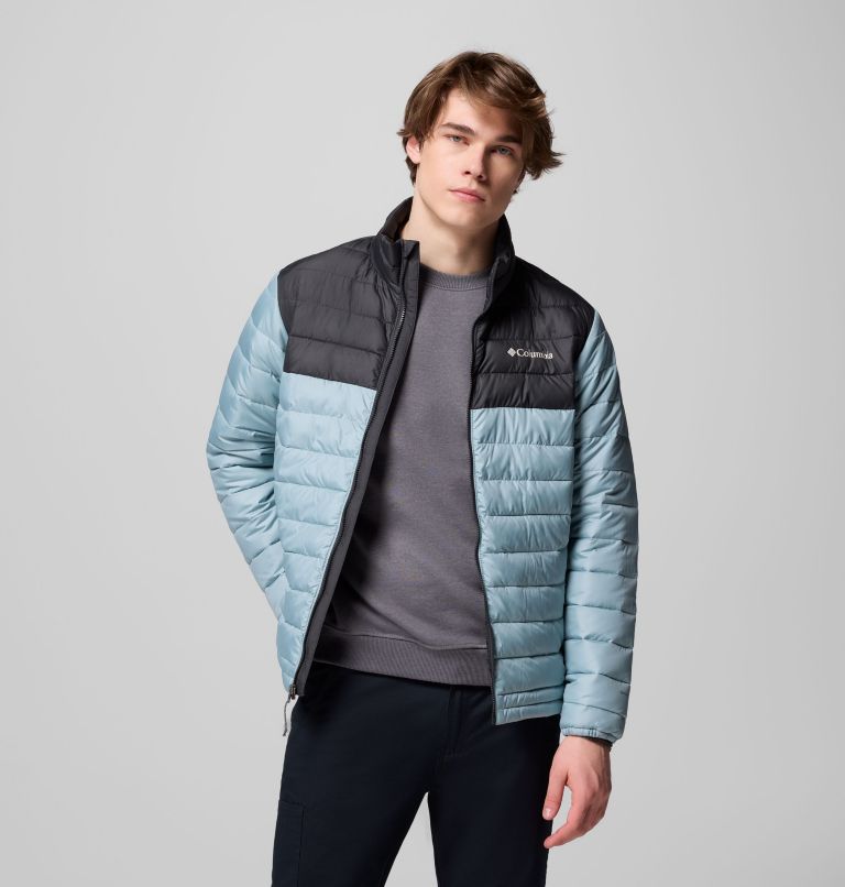 Men's Powder Lite II Jacket, Color: Crushed Blue, Shark, image 5