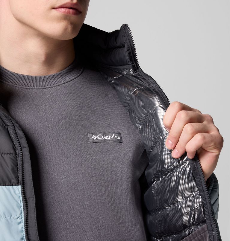 Men's Powder Lite II Jacket, Color: Crushed Blue, Shark, image 6