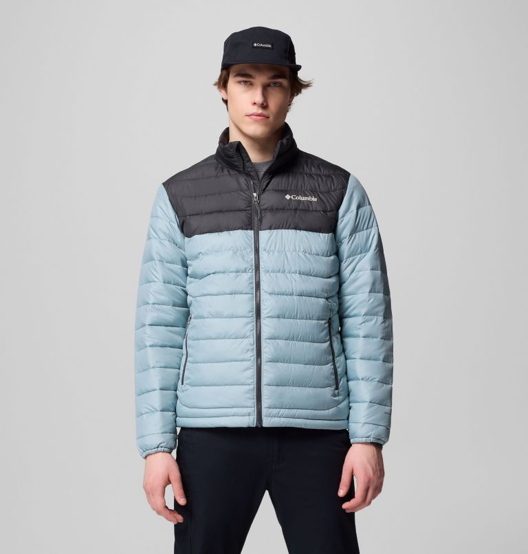 Men's Powder Lite II Jacket, Color: Crushed Blue, Shark, image 1